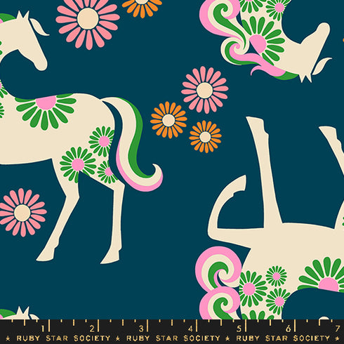 CANVAS Carousel Horse in Light Galaxy RS0101 21L - Ruby Star Society Sold by the Half Yard